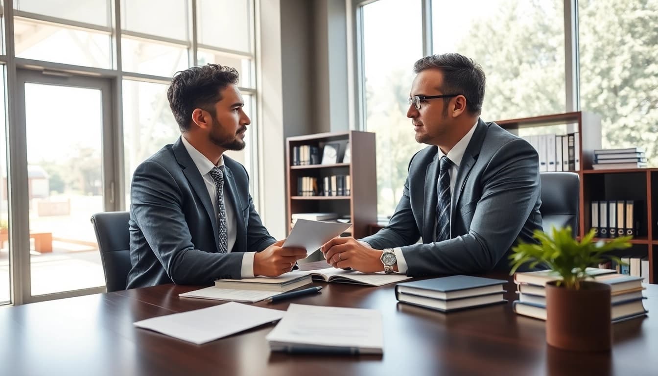Clearwater truck accident lawyer offers legal advice in a professional office setting.