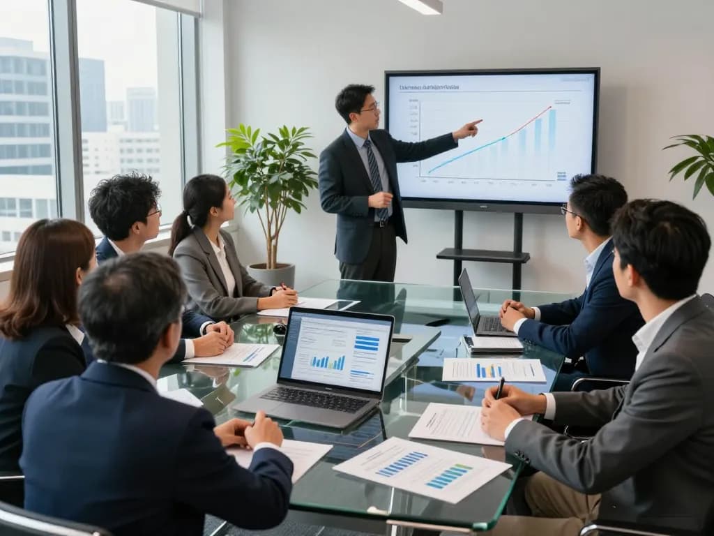 Group discussing venture capital funding strategies during a professional meeting in a modern conference room.