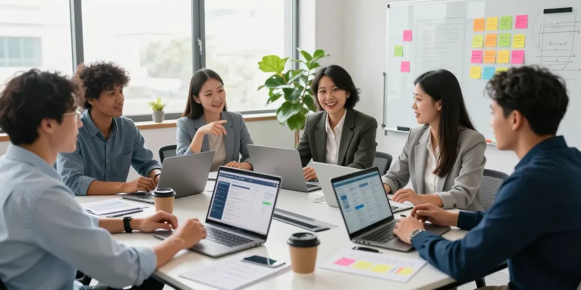 Diverse team collaborating in a modern office discussing strategies with CRM that brings customers to my business, showcasing engagement and productivity.