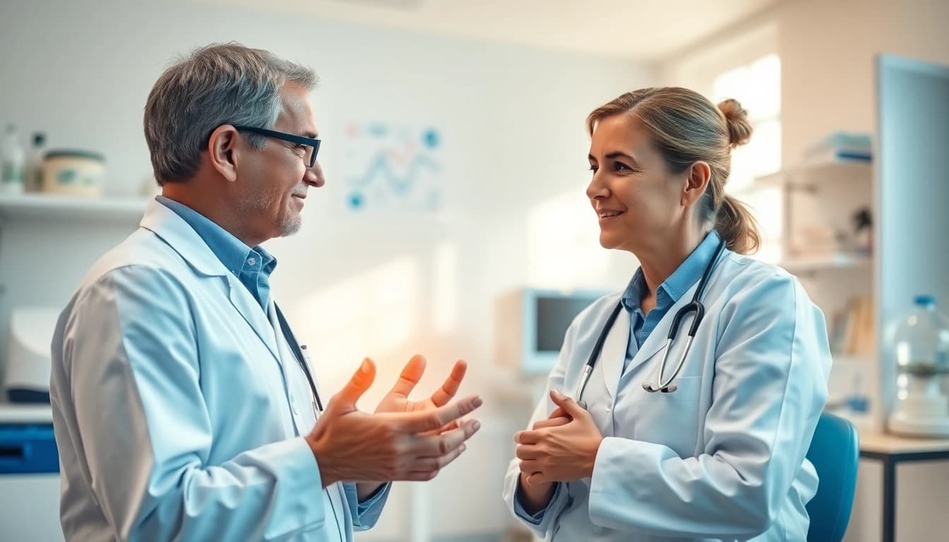 Tirzepatide treatment consultation between a healthcare professional and patient.