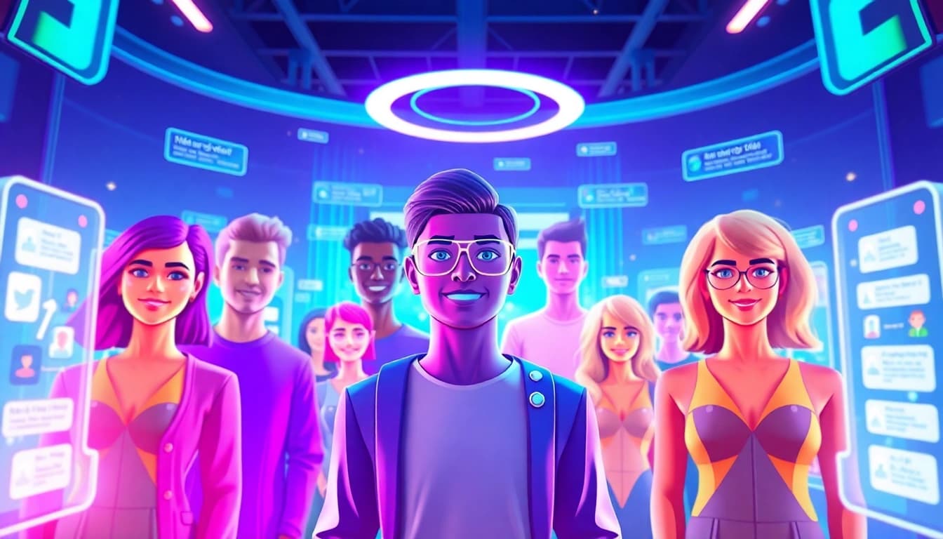 Engaging chat experience with AI avatars showcasing crush on ai technology in a vibrant digital interface.