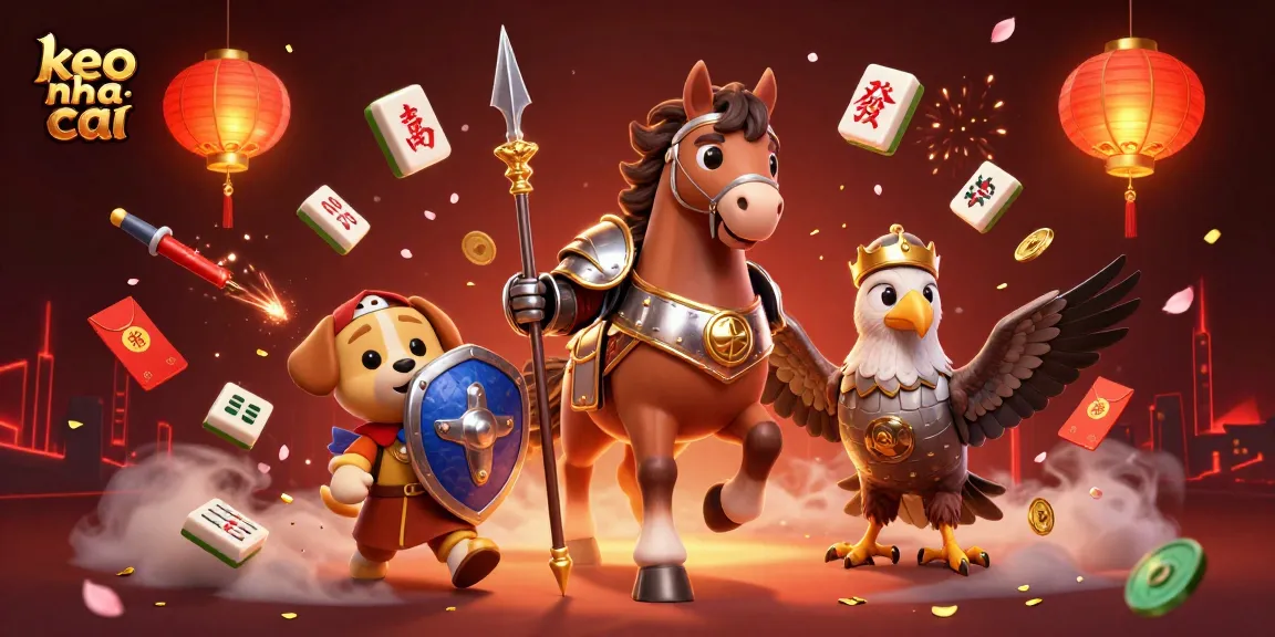 Place your bets with keo nha cai at this vibrant casino scene, featuring animated knights and festive elements.