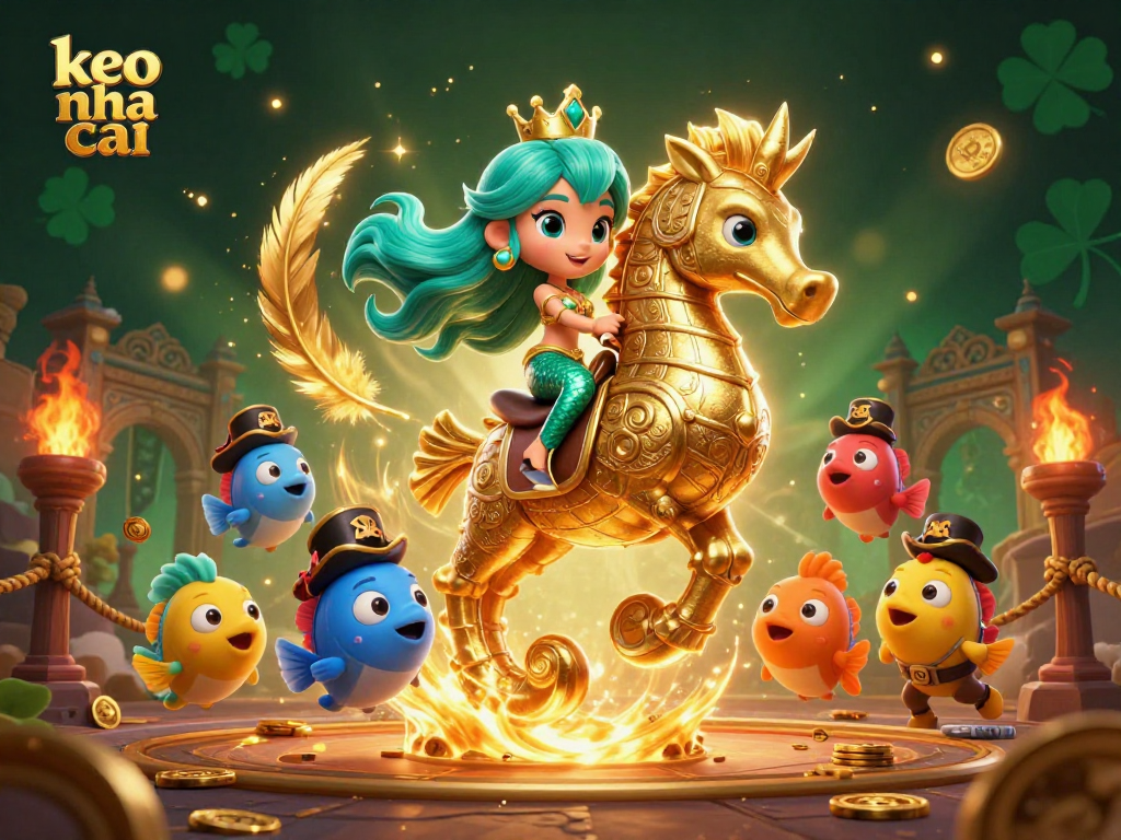 Experience winning moments with keo nha cai in a vibrant casino scene featuring mermaids and gold coins.