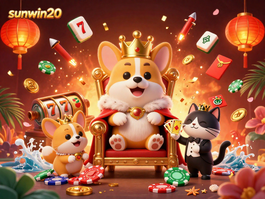 Experience exhilarating wins at sunwin20 with a vibrant 3D casino scene showcasing charming characters and rich game elements.