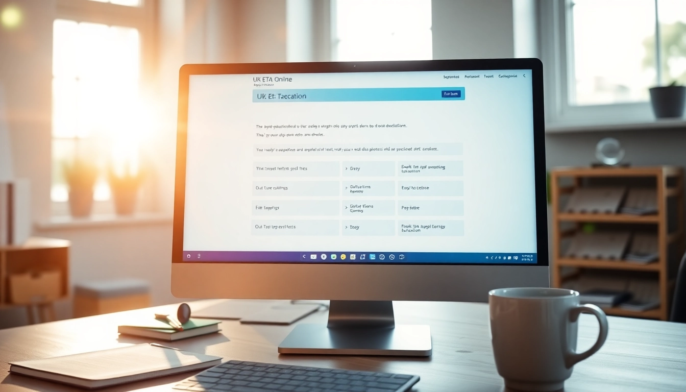 Streamlined interface of the uk eta online application process on a computer screen