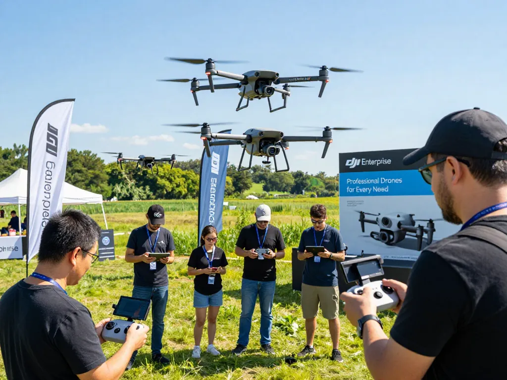 Showcasing professional drones in action at a vibrant outdoor event, emphasizing droni professionali prezzo.
