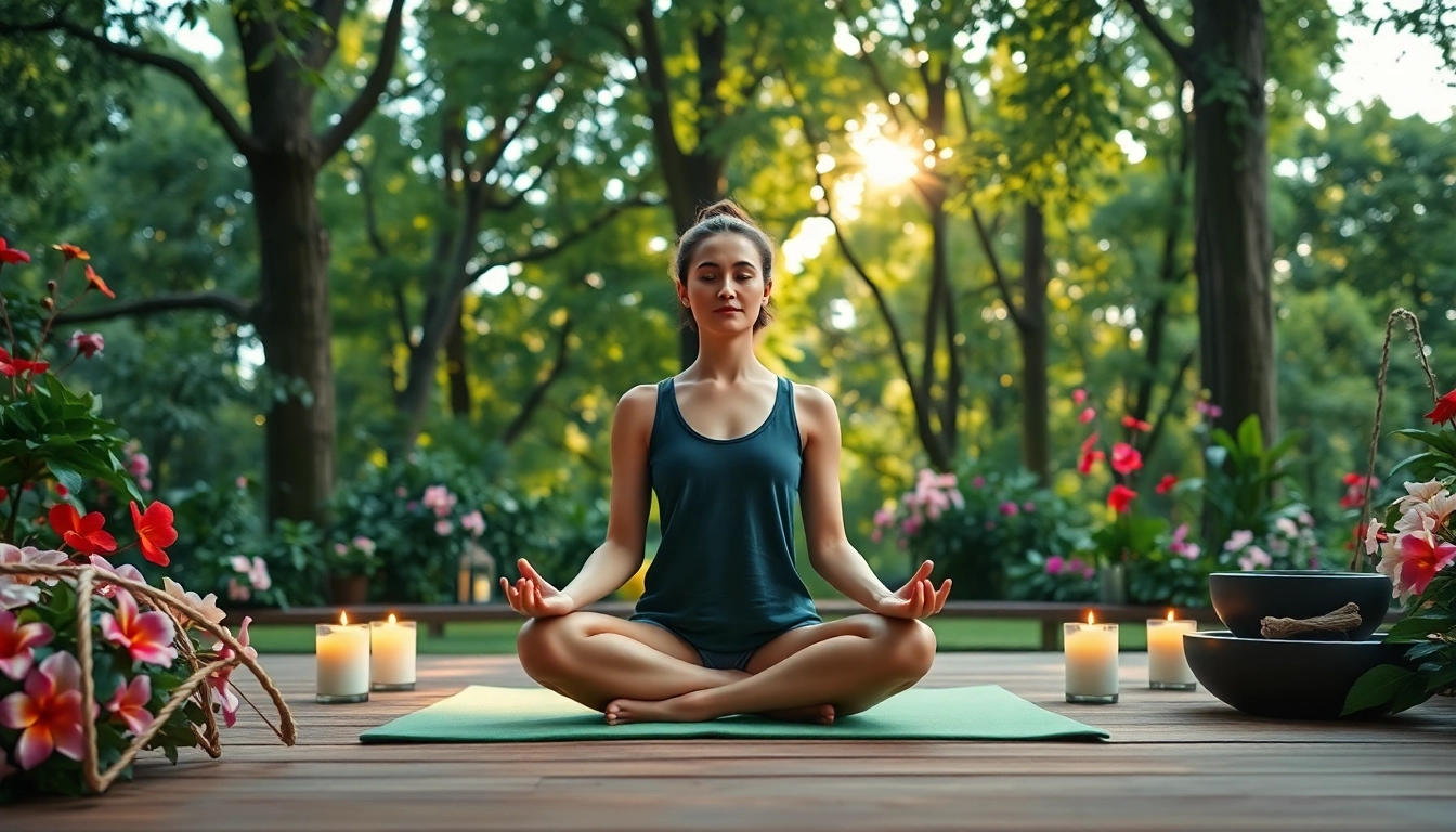 Embrace mental wellness through meditation in a tranquil garden setting.