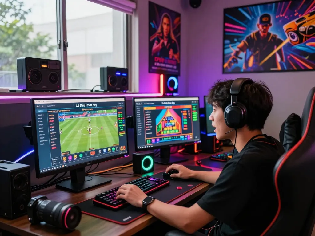 Lô đề hôm nay engaging online betting experience with vibrant gaming setup and player excitement.