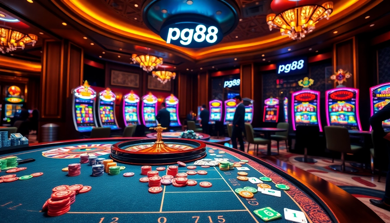 Experience the thrill of pg88 gaming with vibrant casino tables and exciting slot machines.