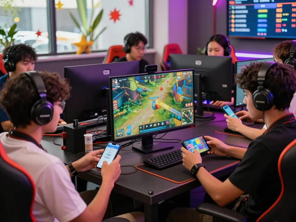 Players enjoying Go88 gaming experience with vibrant graphics and accessories.