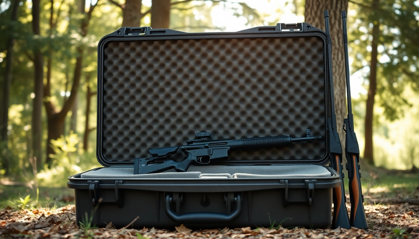 View a pelican gun case for sale with rifles inside, ready for outdoor adventures.