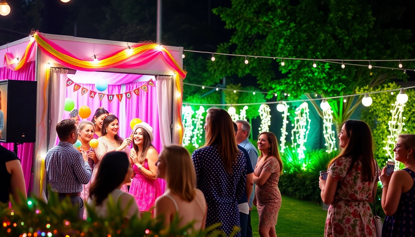 Capture joyful moments at a vibrant photo booth rental during an outdoor event.