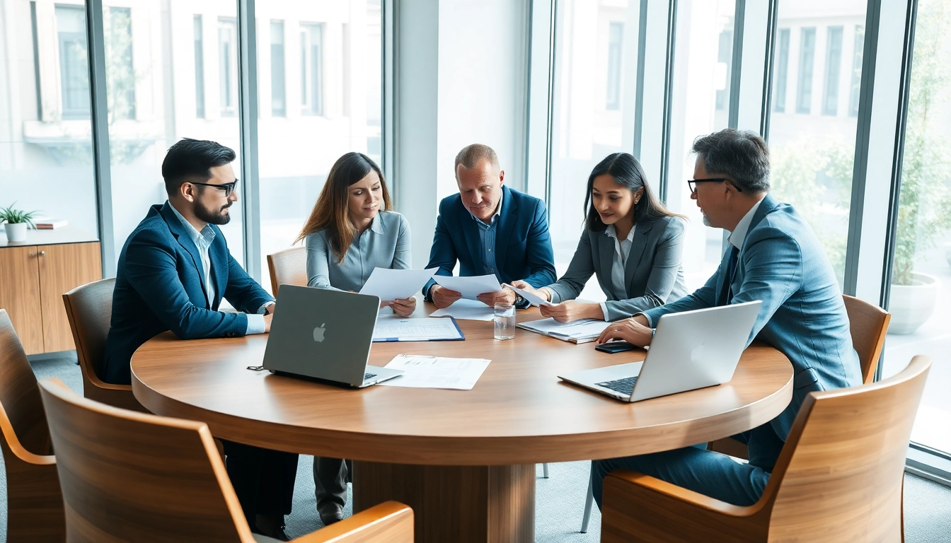 Engaged professionals collaborating on Contract Management strategies in a modern office.