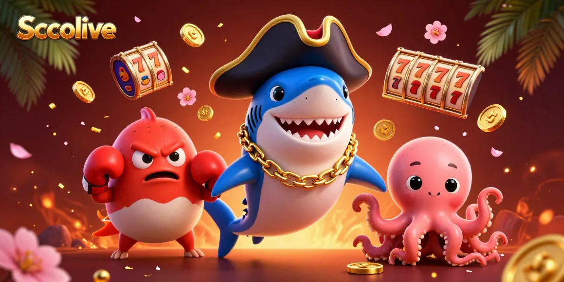 Socolive enhances your gaming experience with dynamic slot reels and charming characters in a vibrant 3D scene.