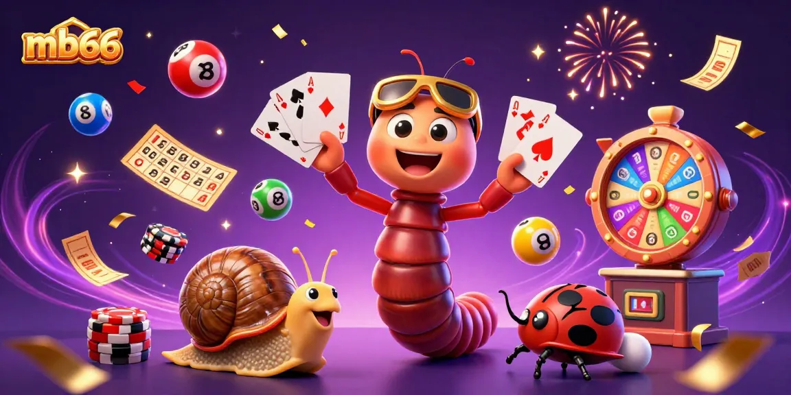Spin to win at mb66 with a colorful casino scene featuring animated characters and lottery elements.