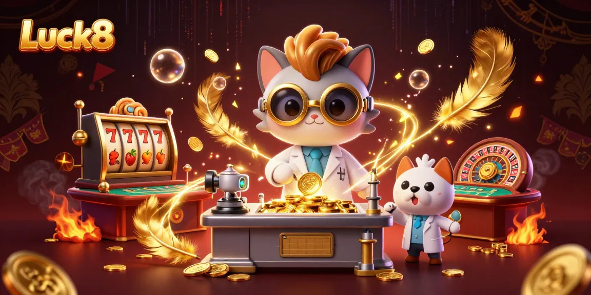 Luck8 offers thrilling gameplay with vibrant casino elements, featuring interactive characters in a dynamic scene.