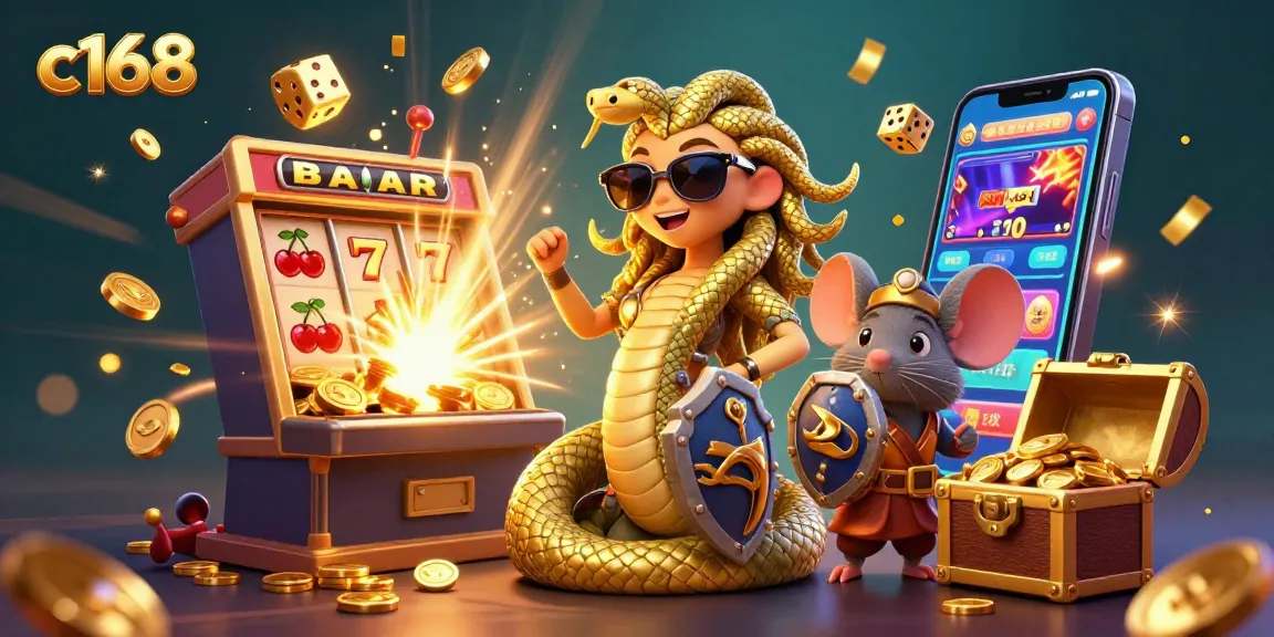 Experience c168's jackpot excitement with vivid casino elements and characters bursting with energy.