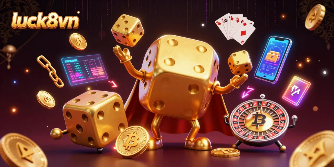 Engage in exciting gaming with the dynamic luck8vn casino characters and crypto elements.