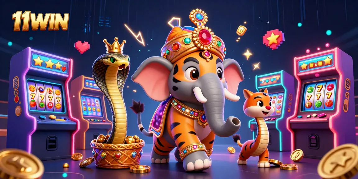 Win big with 11WIN as the maharaja tiger and elephant celebrate casino success!