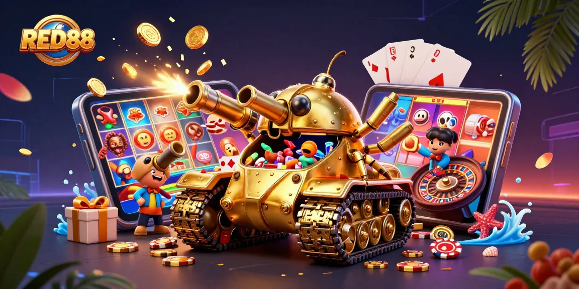 Experience thrilling wins at RED88 with a vibrant casino scene filled with action and excitement.