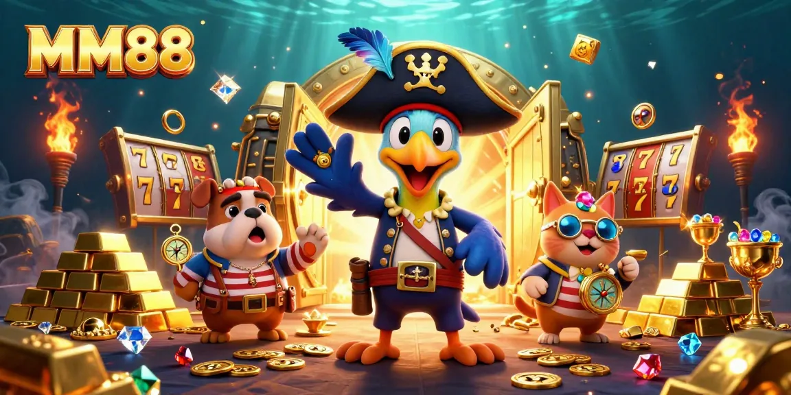 Experience the excitement at MM88 with captivating treasures and casino-themed characters!