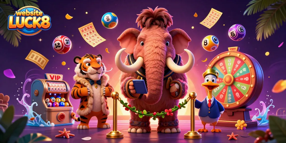 Experience thrilling gambling at website LUCK8 with cartoon characters in a vibrant casino scene.
