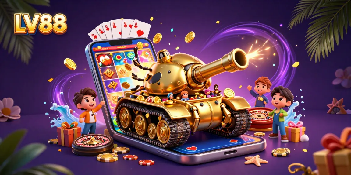 Experience thrilling gameplay at LV88 with a vibrant 3D casino scene featuring dynamic elements.