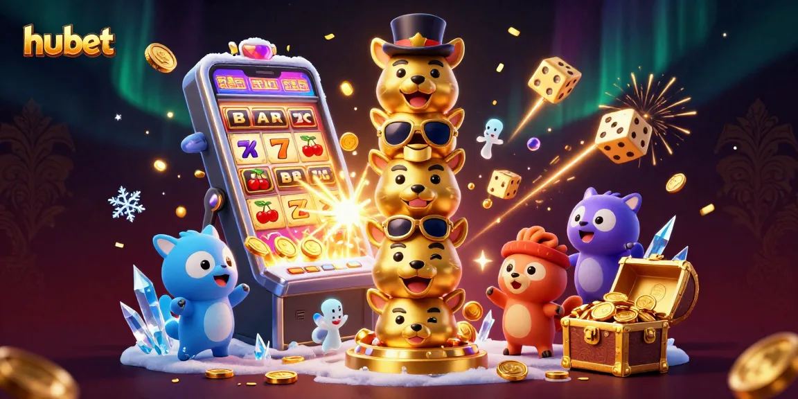 Experience thrilling gaming at hubet with animated totem and exciting jackpot scene.