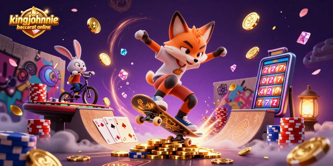 Experience excitement with kingjohnnie baccarat online as the fox performs tricks over golden poker chips and shining rewards.